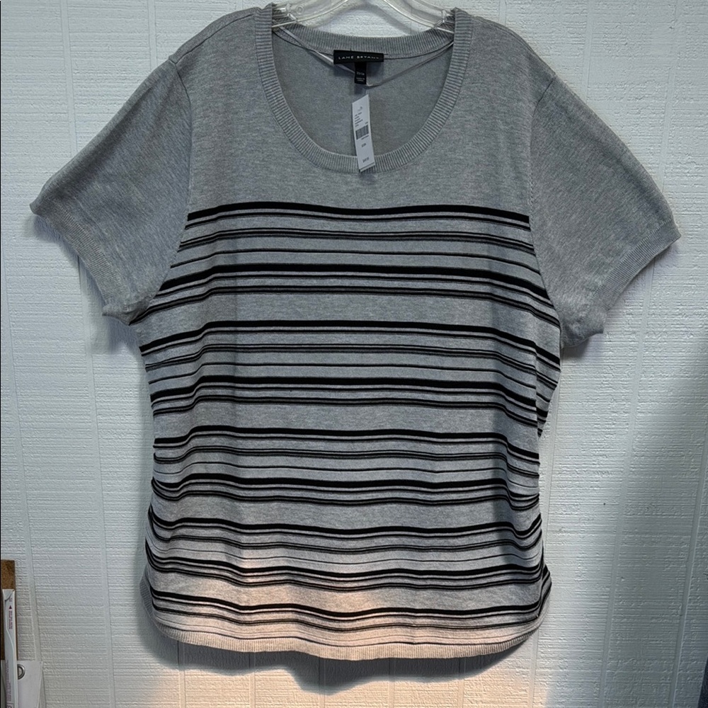 NWT- Lane Bryant Gray Striped Women's Knit Top